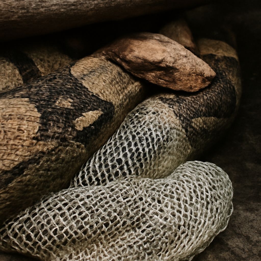 Snake shedding skin and shedded snake skin