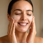 A woman concerned about menopause acne and post menopausal acne