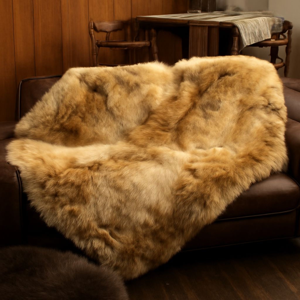 Buffalo skin coat and bear skin blanket