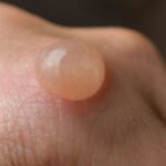 Water blisters on skin treated with liquid nitrogen