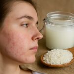 Fermented rice water and rose water for acne treatment