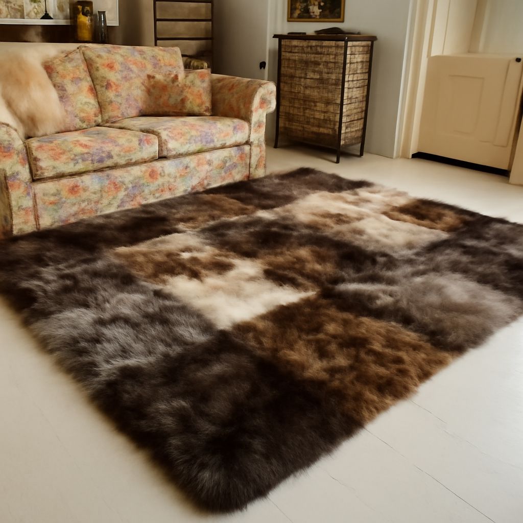 sheep skin rug and sheep skin slippers